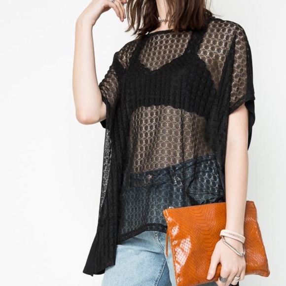 Black Oversized Mesh T-Shirt - Picture 2 of 4